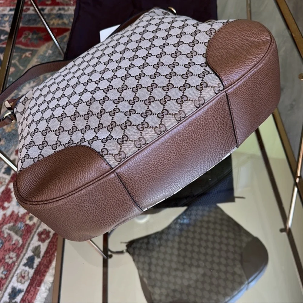 Gucci Tan and Brown Monogram Shoulder Bag